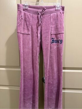Juicy Couture Mauve Velour Track Pants with Logo size S part of a set